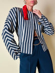 Blazer blu a righe beige Mani by Giorgio Armani