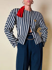 Pantalones Yves Saint Laurent Rive Gauche modelo de talle alto en lana azul marino