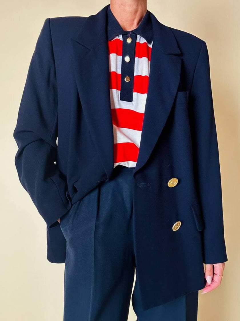 Blazer doppiopetto blu con bottoni dorati “Yves Saint Laurent”