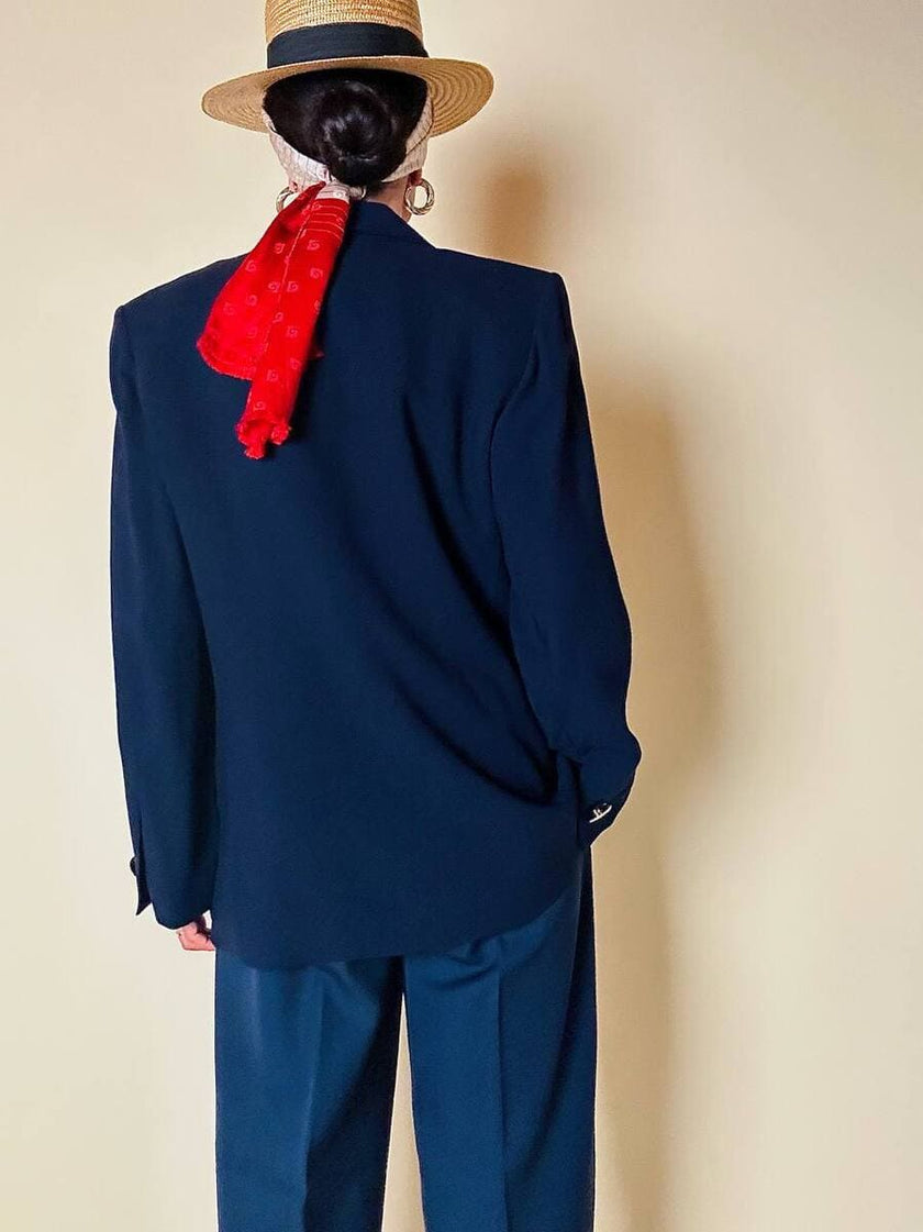 Blazer doppiopetto blu con bottoni dorati “Yves Saint Laurent”
