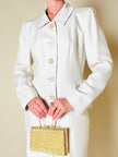 “Yves Saint Laurent” ecru silk-blend bon ton blazer