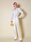 “Yves Saint Laurent” ecru silk-blend bon ton blazer