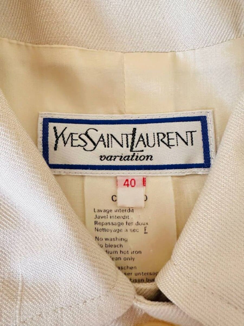 “Yves Saint Laurent” ecru silk-blend bon ton blazer