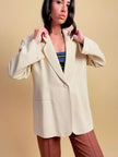 Blazer color panna in tessuto canneté