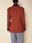 Blazer doppiopetto in lana color ruggine con riporti in velluto cacao Mila Schön