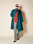 Blazer doppiopetto in lana color ruggine con riporti in velluto cacao Mila Schön