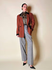 Blazer doppiopetto in lana color ruggine con riporti in velluto cacao Mila Schön