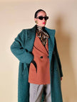 Blazer doppiopetto in lana color ruggine con riporti in velluto cacao Mila Schön