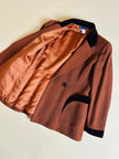 Blazer doppiopetto in lana color ruggine con riporti in velluto cacao Mila Schön