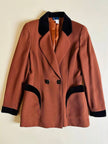 Blazer doppiopetto in lana color ruggine con riporti in velluto cacao Mila Schön