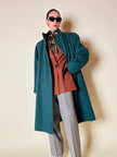Blazer doppiopetto in lana color ruggine con riporti in velluto cacao Mila Schön