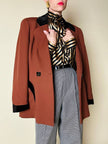 Blazer doppiopetto in lana color ruggine con riporti in velluto cacao Mila Schön