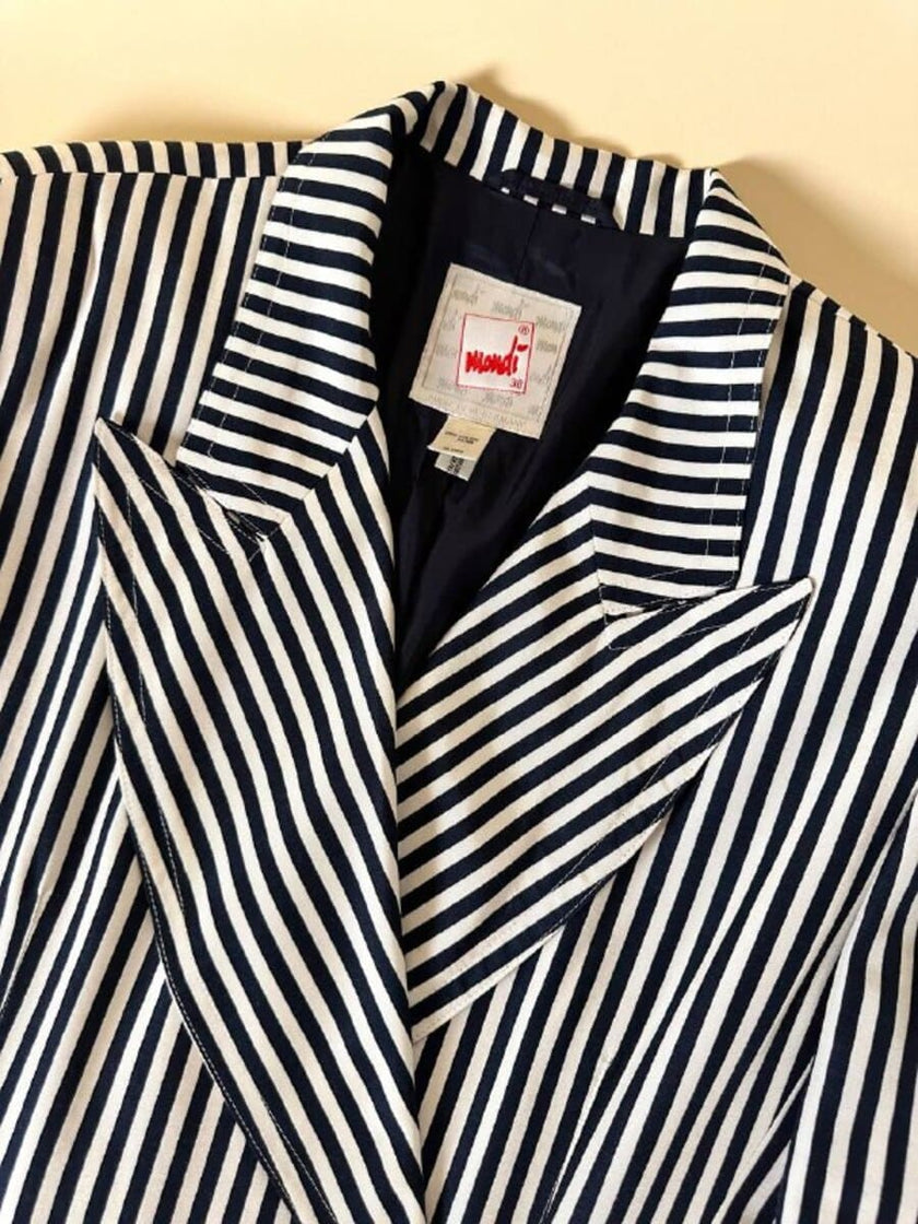 Blazer doppiopetto a righe bianche e blu “Mondí”