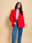 Blazer doppiopetto rosso con bottoni oro 