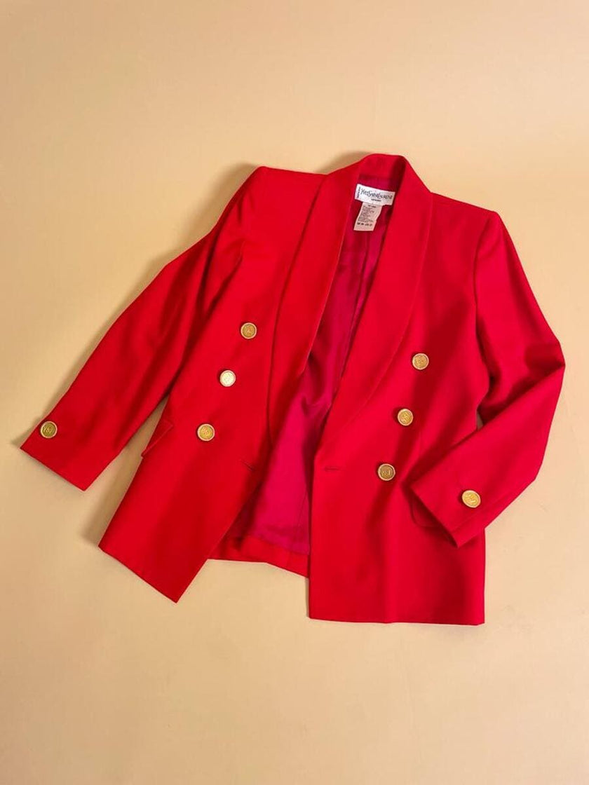 Blazer doppiopetto rosso con bottoni oro 