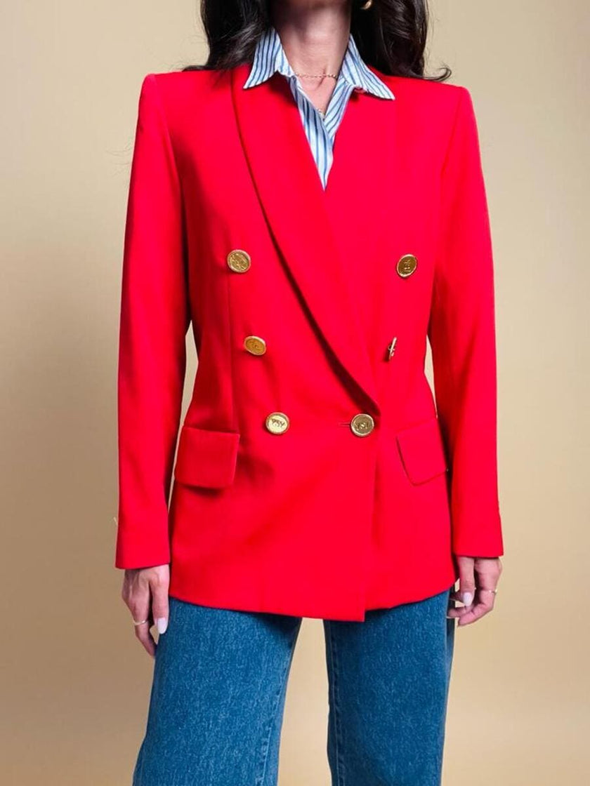 Blazer doppiopetto rosso con bottoni oro 