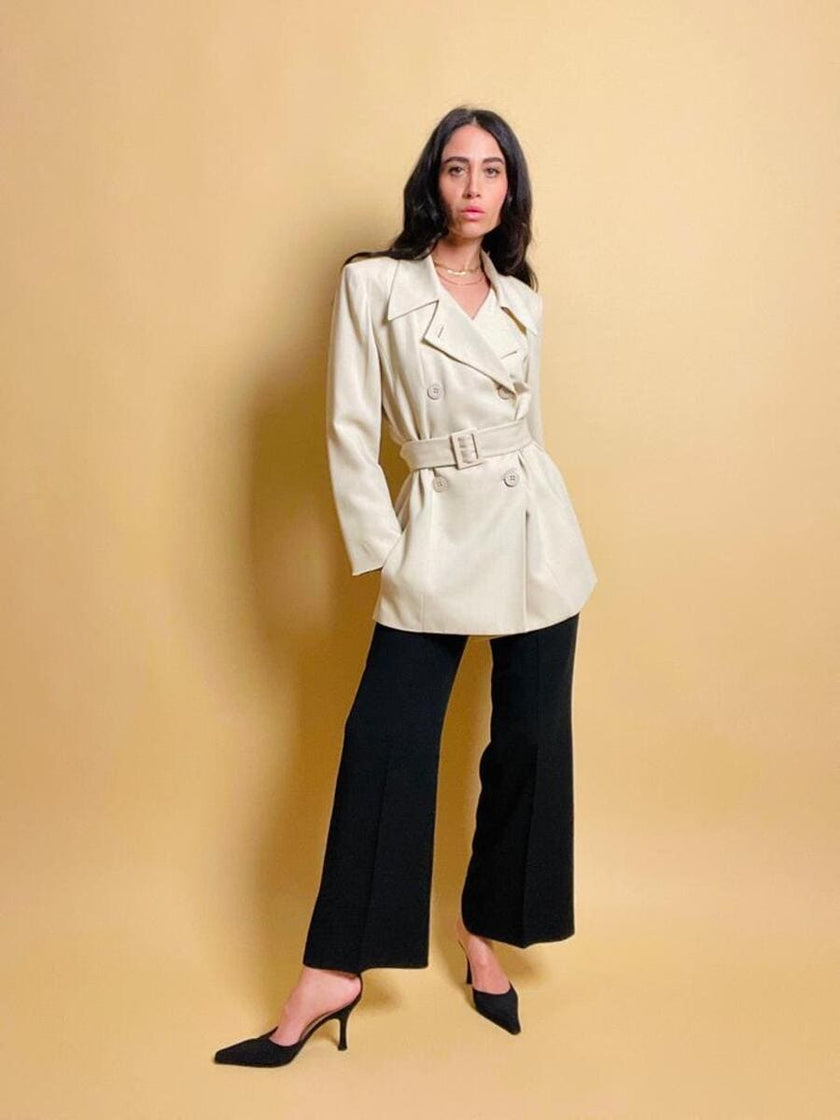 Blazer doppiopetto con cintura in coordinato 