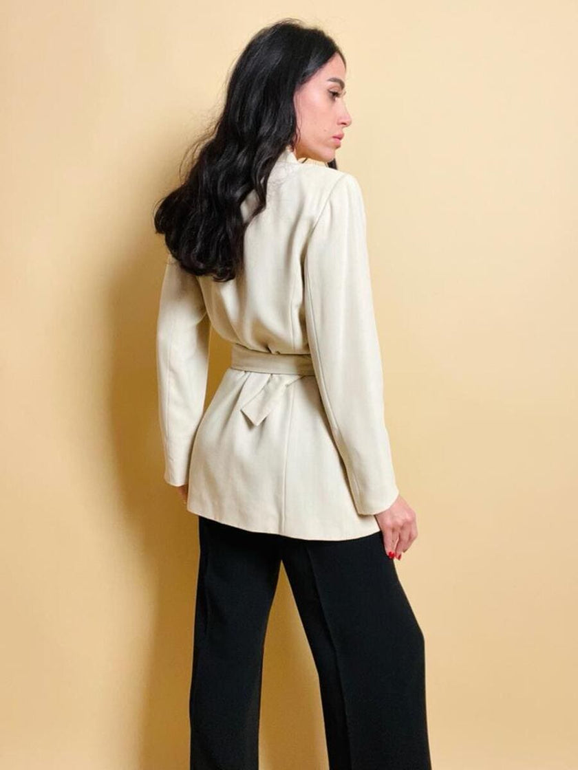 Blazer doppiopetto con cintura in coordinato 