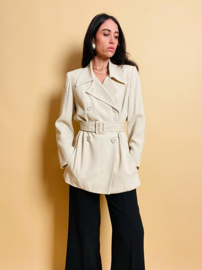 Blazer doppiopetto con cintura in coordinato 