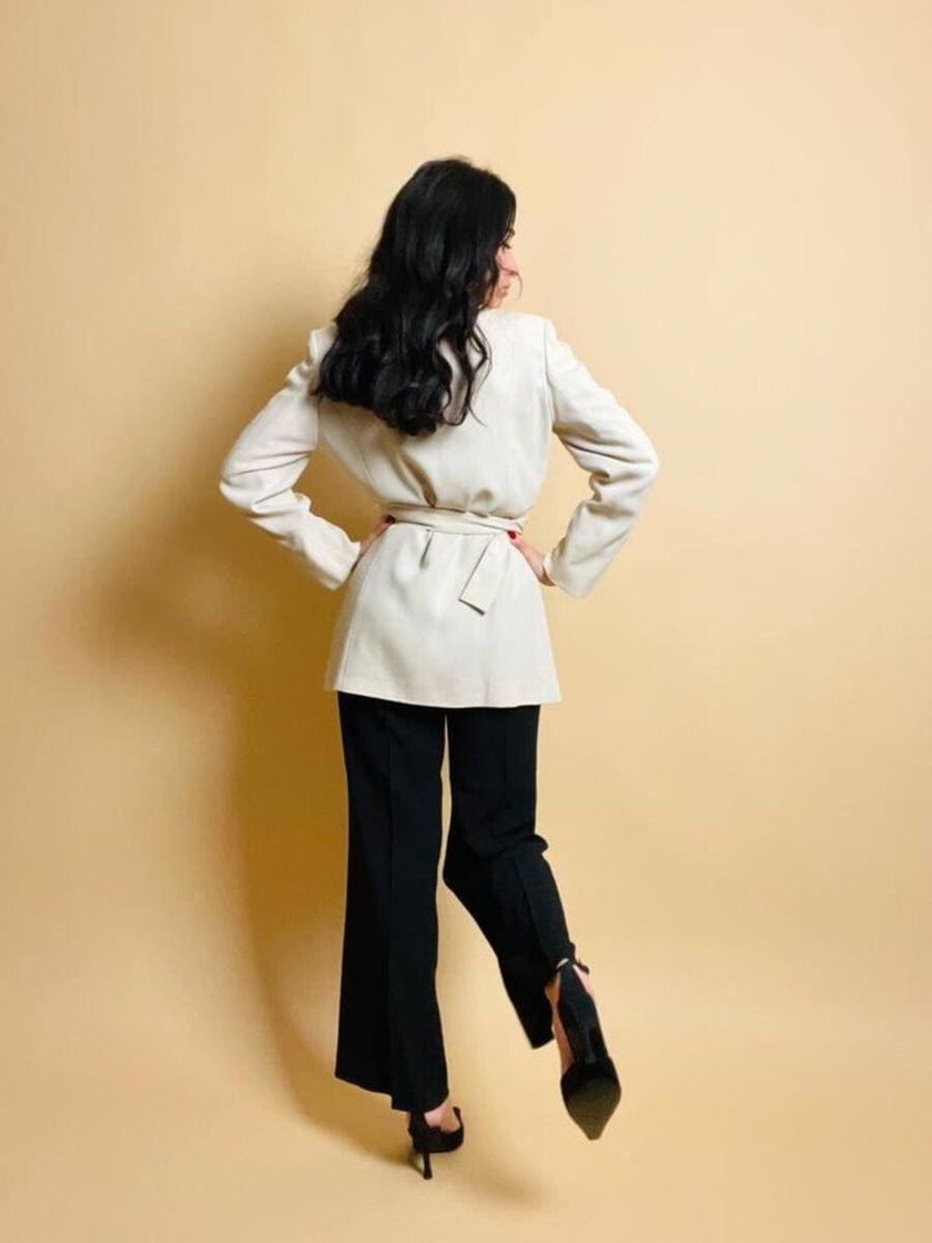 Blazer doppiopetto con cintura in coordinato 