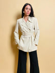 Blazer doppiopetto con cintura in coordinato 