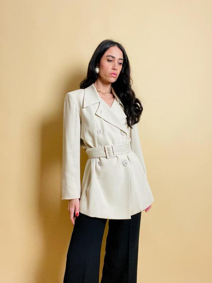 Blazer doppiopetto con cintura in coordinato 