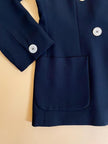 Blazer doppiopetto in rasato di blu navy 