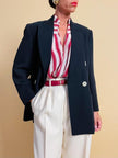Blazer doppiopetto in rasato di blu navy 