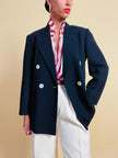 Blazer doppiopetto in rasato di blu navy 