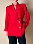 Blazer doppiopetto rosso con bottoni a cuore dorati “Yves Saint Laurent”