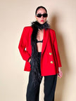 Blazer doppiopetto rosso con bottoni a cuore dorati “Yves Saint Laurent”