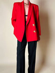 Blazer doppiopetto rosso con bottoni a cuore dorati “Yves Saint Laurent”