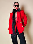 Blazer doppiopetto rosso con bottoni a cuore dorati “Yves Saint Laurent”