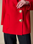 Blazer doppiopetto rosso con bottoni a cuore dorati “Yves Saint Laurent”