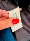 Blazer in lana e mohair ciano con riporti di velluto nero 