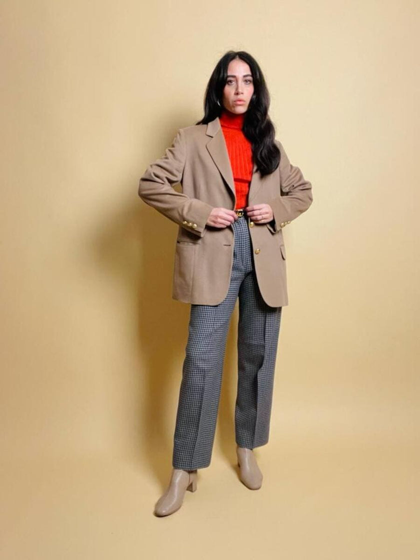 Blazer in lana e cachemire color cammello 