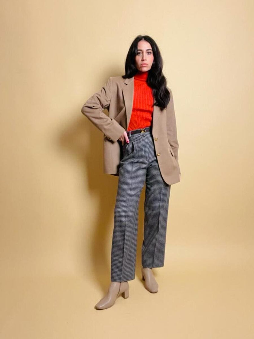Blazer in lana e cachemire color cammello 
