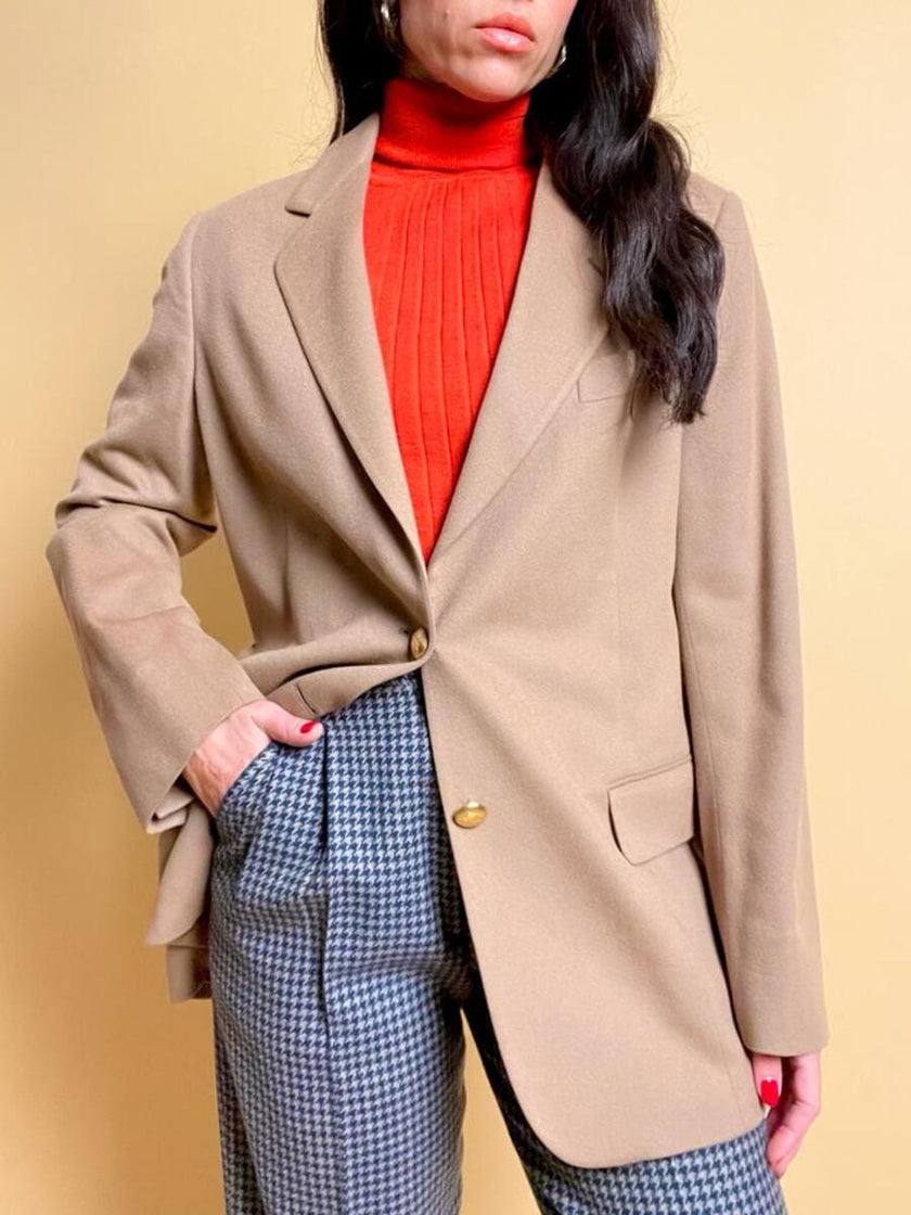Blazer in lana e cachemire color cammello 