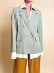Blazer doppiopetto in gabardine di lana color fango 