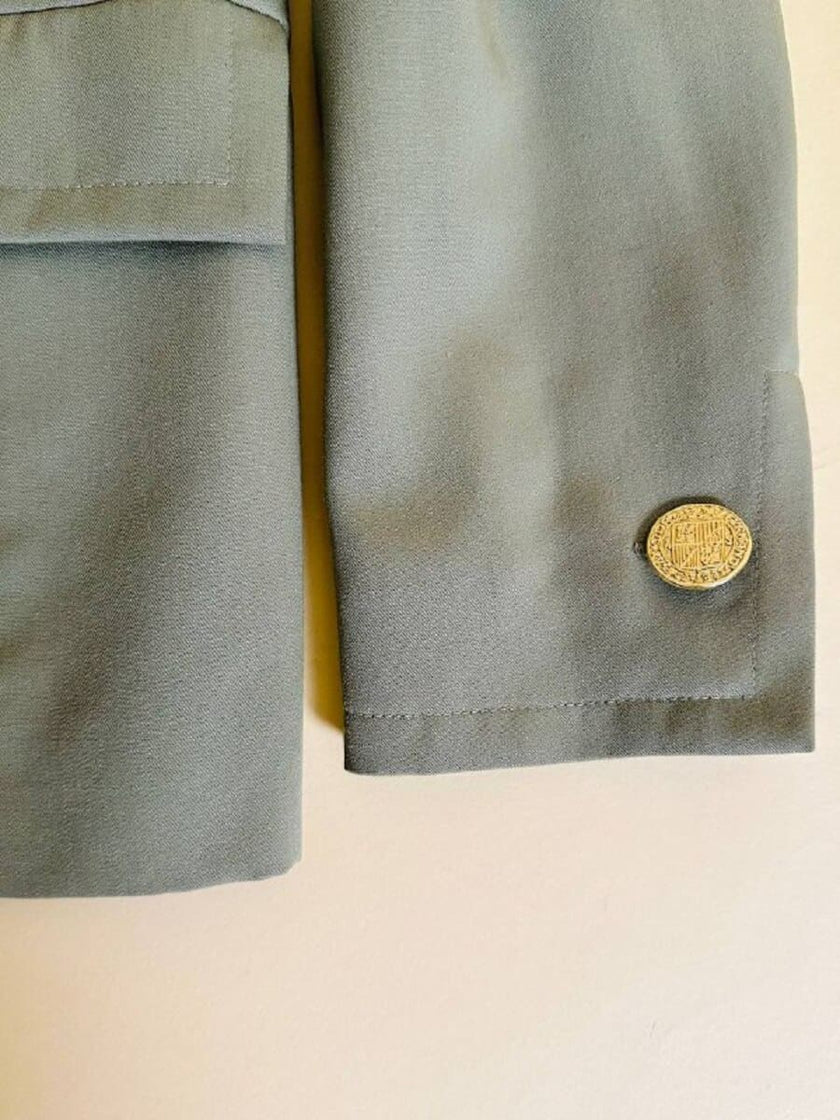 Blazer doppiopetto in gabardine di lana color fango 