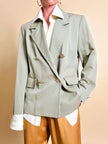 Blazer doppiopetto in gabardine di lana color fango 