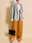 Blazer doppiopetto in gabardine di lana color fango 