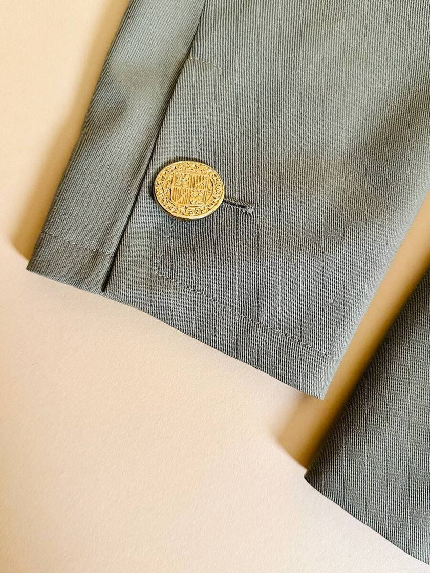 Blazer doppiopetto in gabardine di lana color fango 