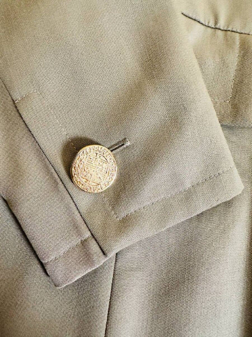 Blazer doppiopetto in gabardine di lana color fango 