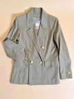 Blazer doppiopetto in gabardine di lana color fango 