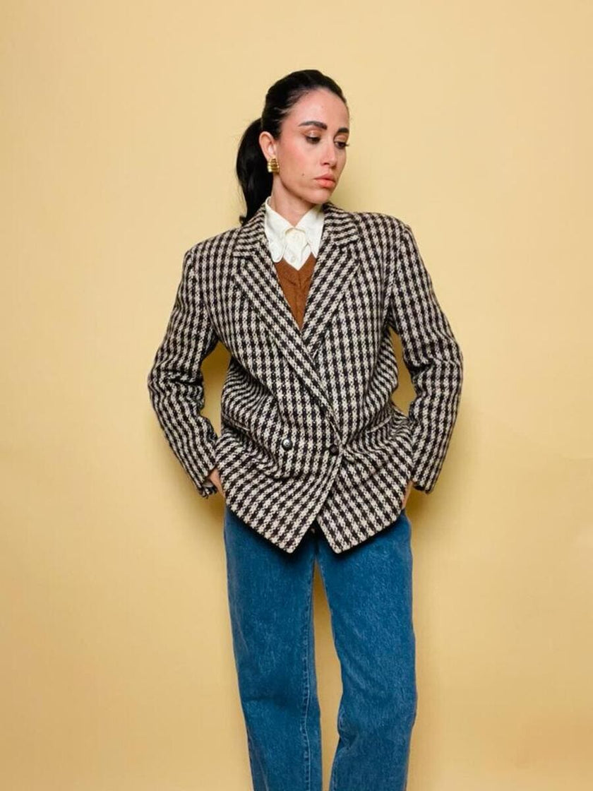 Blazer Herno in lana “en variante de pied de poule”