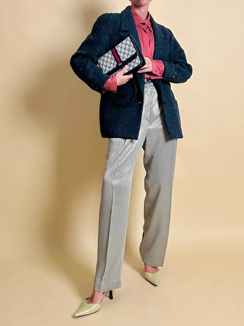 Blazer in lana boutonnè verde bottiglia 