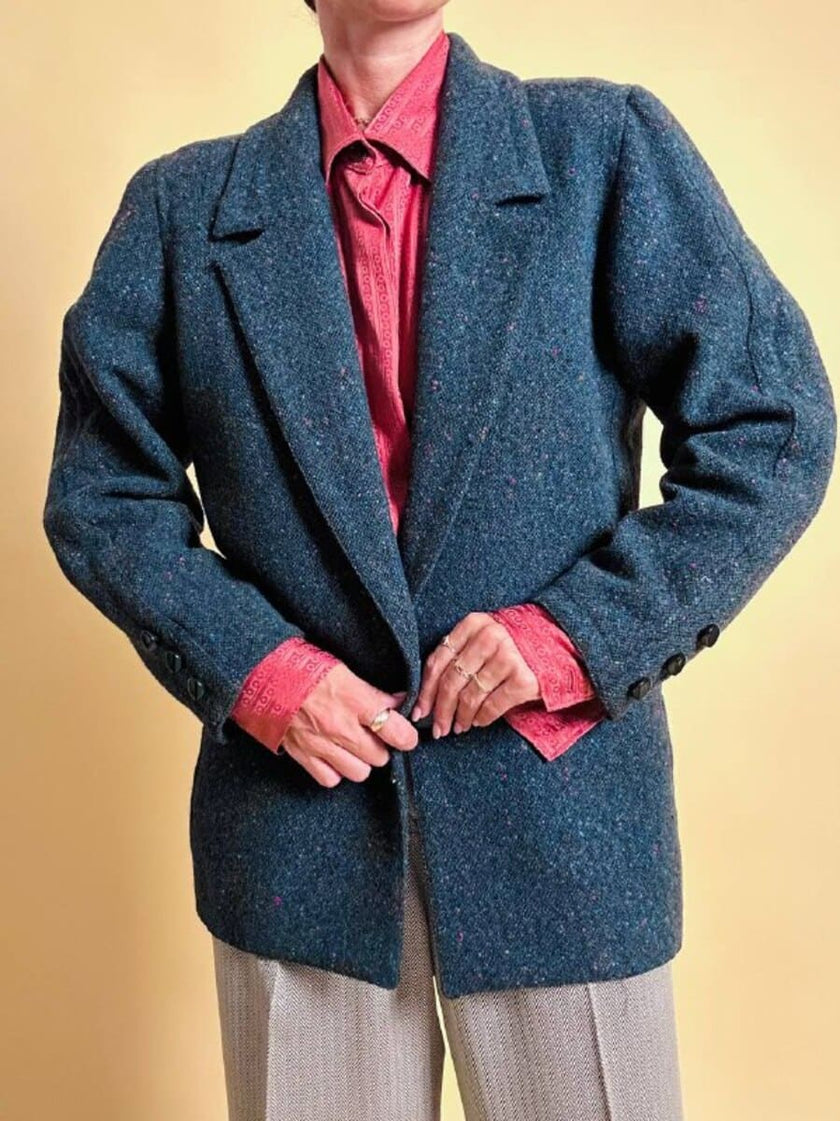 Blazer in lana boutonnè verde bottiglia 