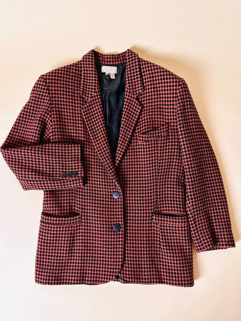 Blazer in lana pied de poule ruggine e nero “Grazia Bagnaresi”