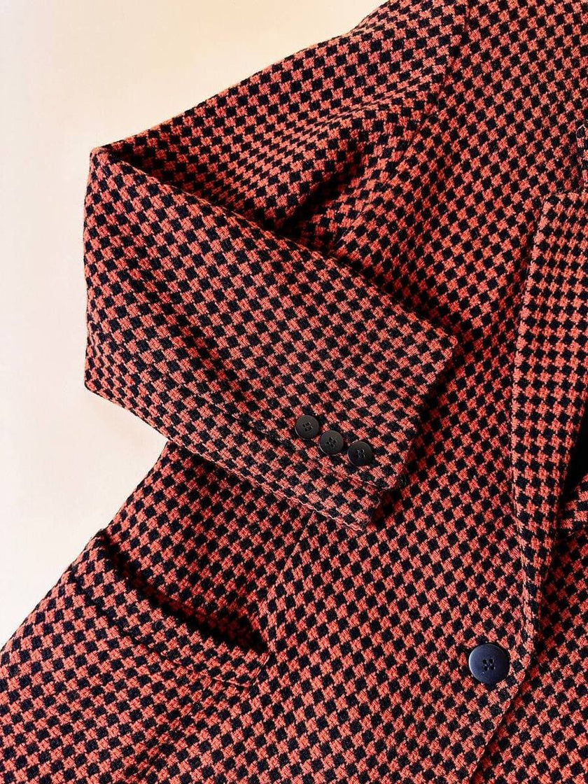 Blazer in lana pied de poule ruggine e nero “Grazia Bagnaresi”